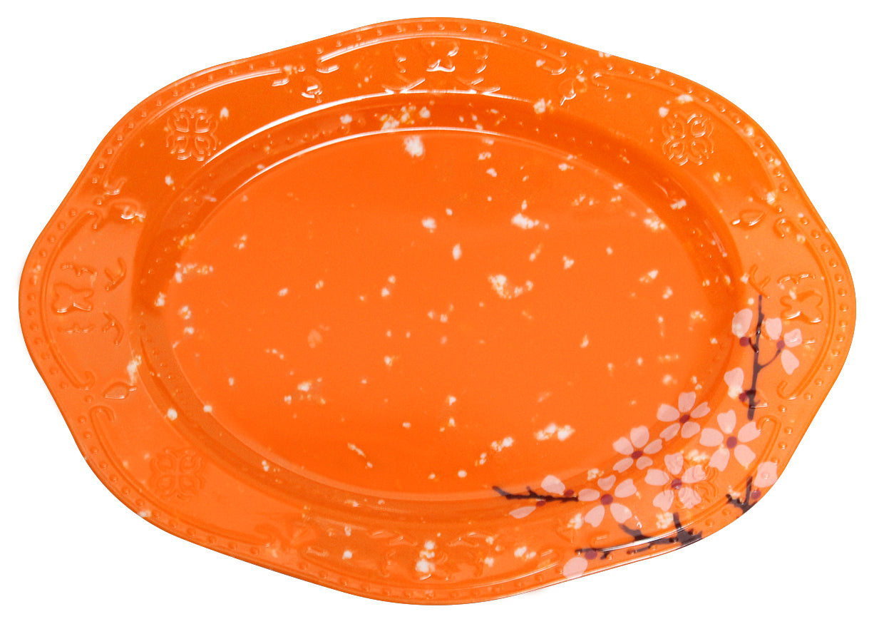 PLATO OVALADO 12 MELAMINA NARANJA DECO SKU : 003-302-030