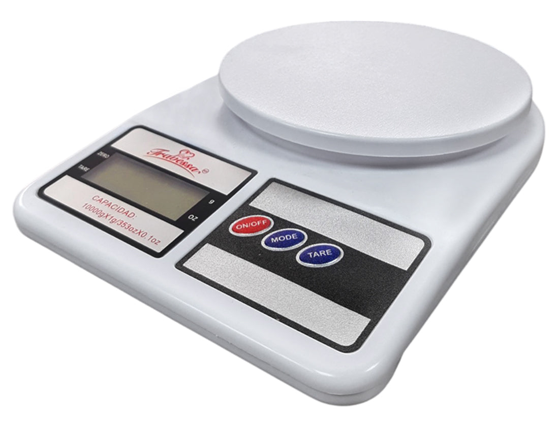 BASCULA DIGITAL 10KG PLASTICO BLANCO SKU : 020-101-069