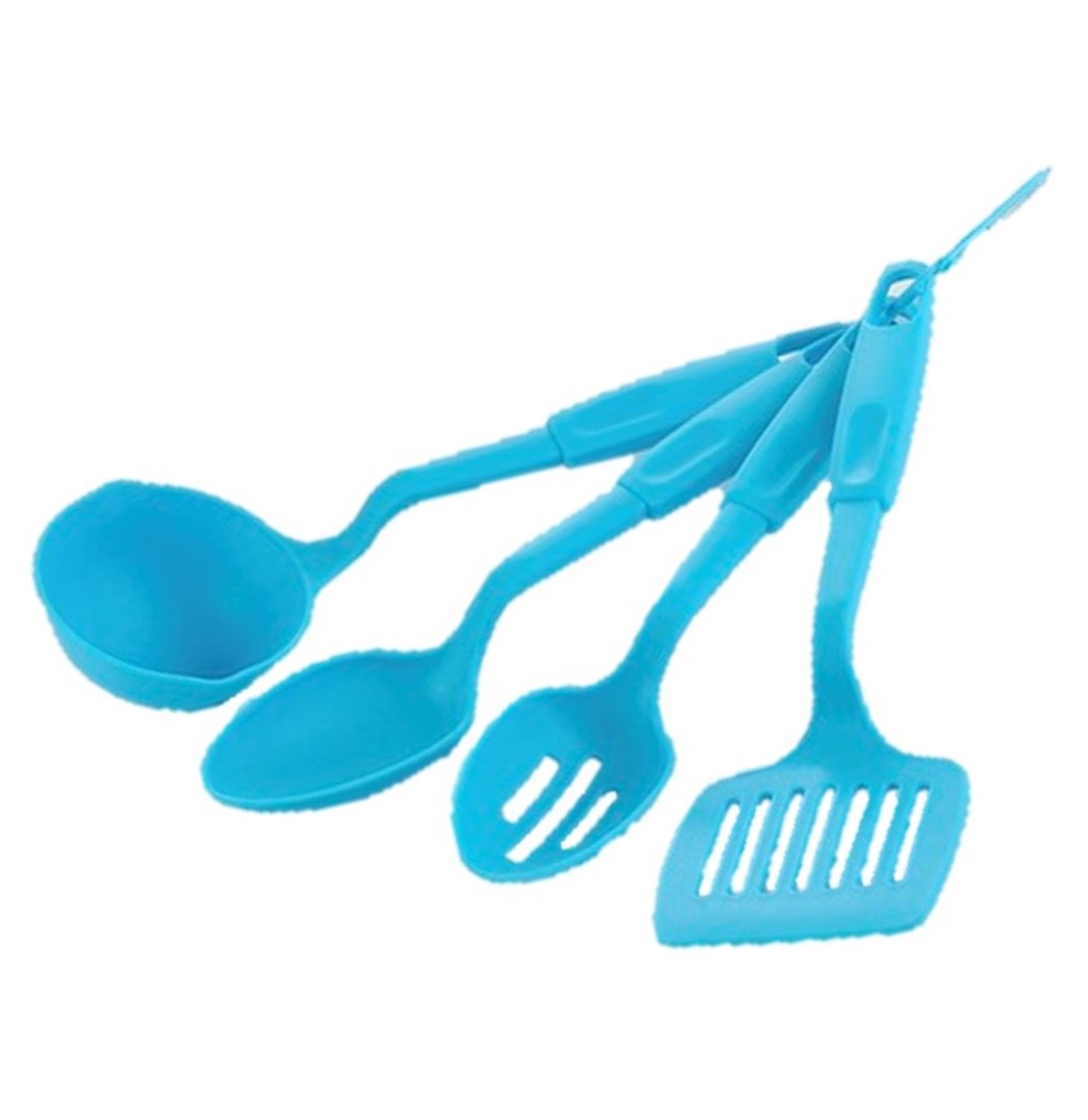 JUEGO DE 4 UTENSILIOS DE COCINA COLOR AZUL