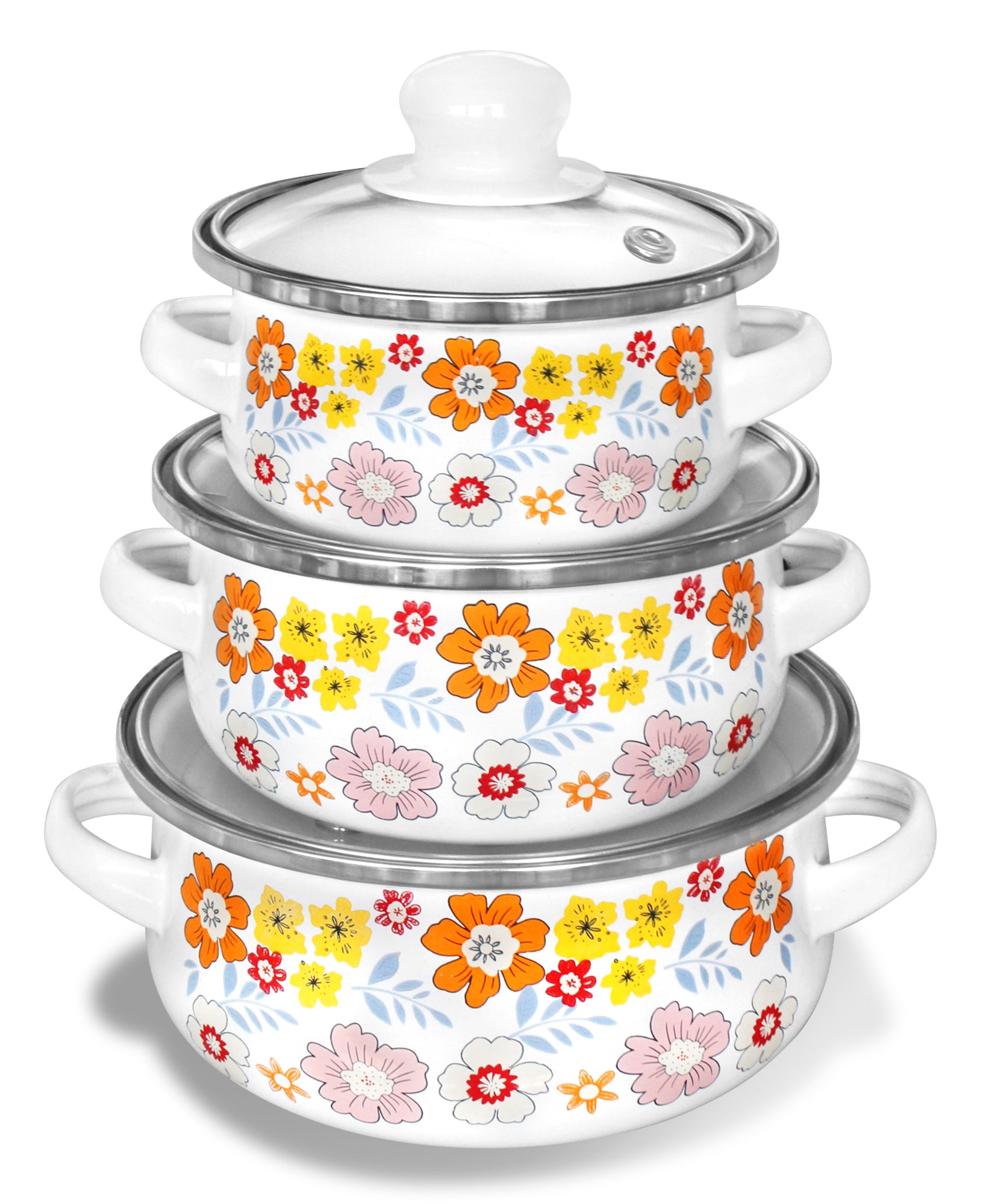 SET 3 OLLAS PELTRE TV12,14,16CM FLORES AGU SKU : 043-041-001