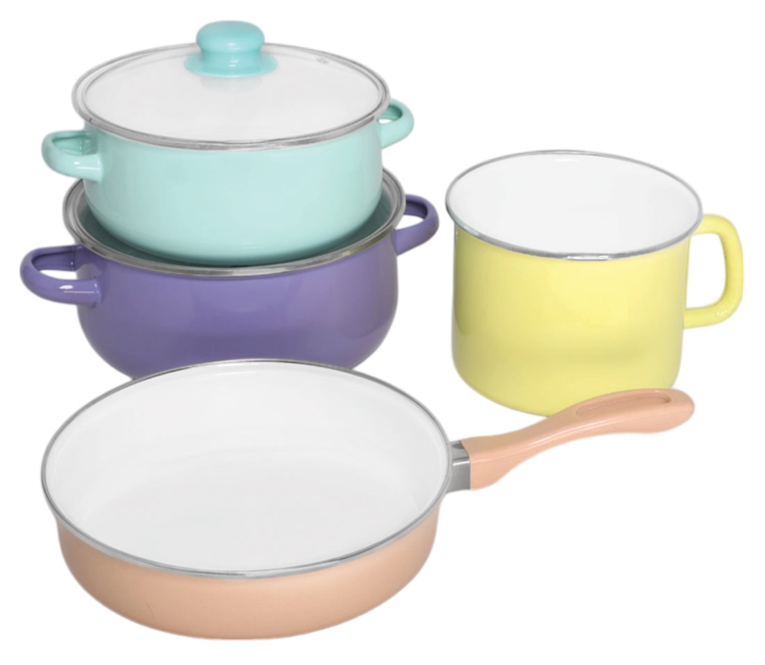 BATERIA PASTEL:2 OLLAS+1 SARTEN+1 TAZA SKU : 043-049-002