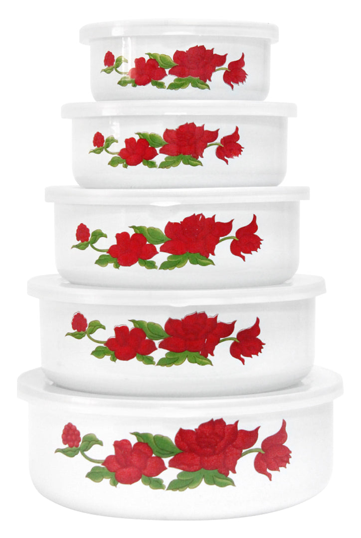 JGO 5 MIXING BOWL PELTRE DECO ROSAS SKU : 043-070-002