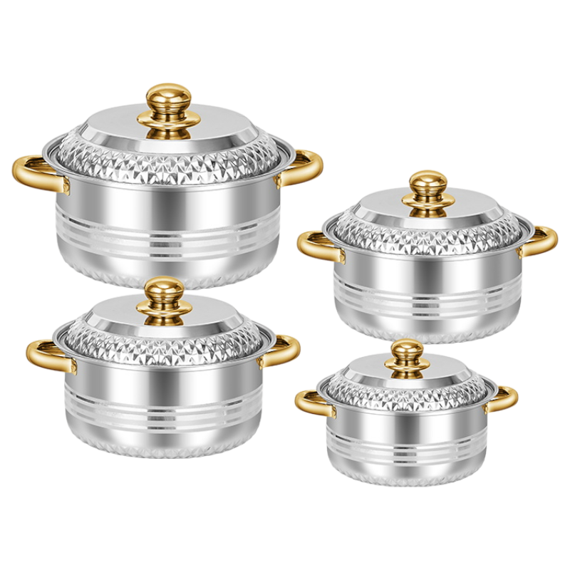 BATERIA COCINA ASAS BOTON DORADO 8PZAS SKU : 049-013-008