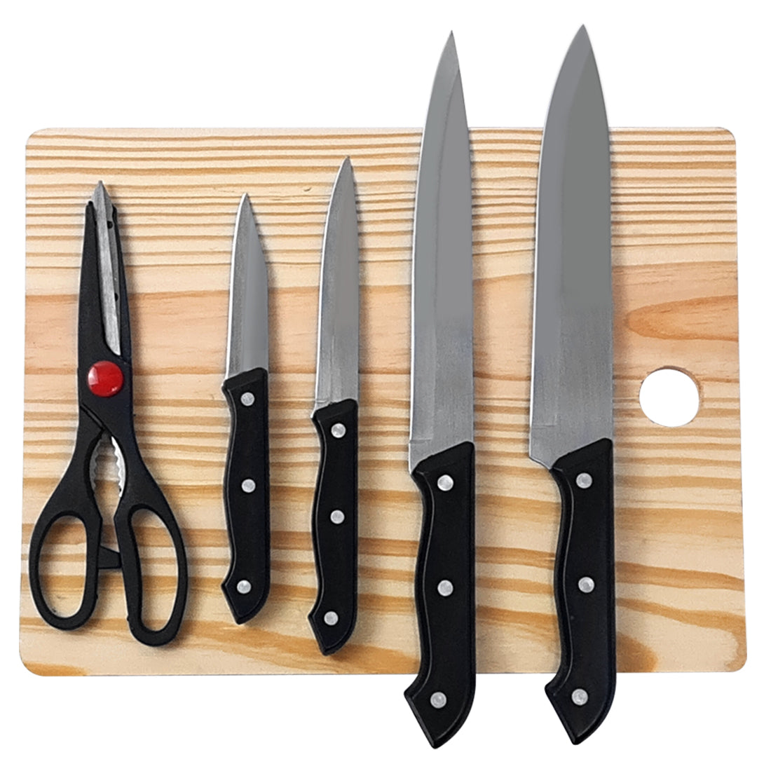 JGO CUCHILLOS 5 PZS CON TABLA DE MADERA SKU : 050-001-005