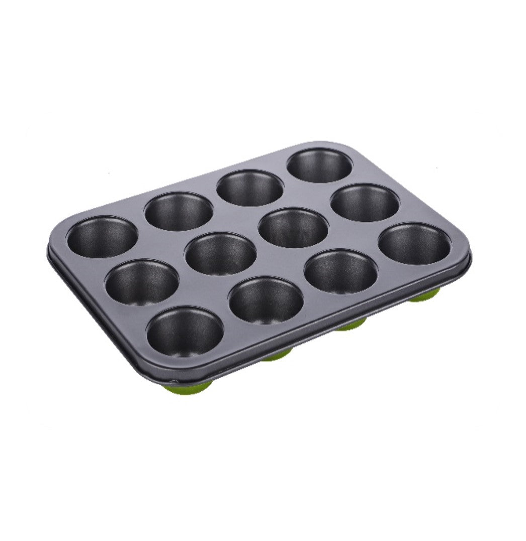 MOLDE 12 MUFFIN 35X26.4X3.3CM VERDE     SKU : 060-004-013