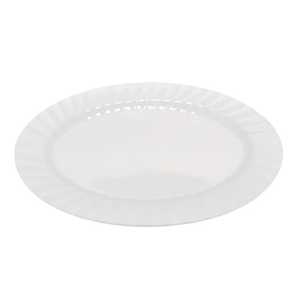 PLATO OVALADO ONDULADO 12" MELAM BLANCA SKU : 103-009-002