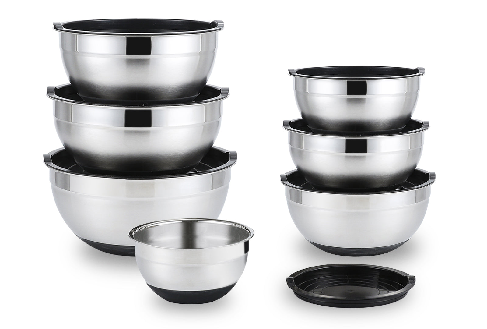 SETX7 BOWLS DE ACERO INOX. CON TAPA DE SILICÓN SKU : 146-007-903