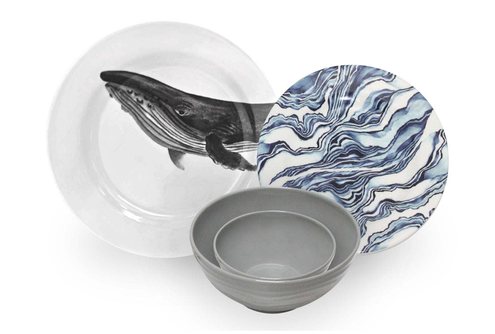 VAJILLA 16 PZAS. DISEÑO DE BALLENA SKU : 003-016-910