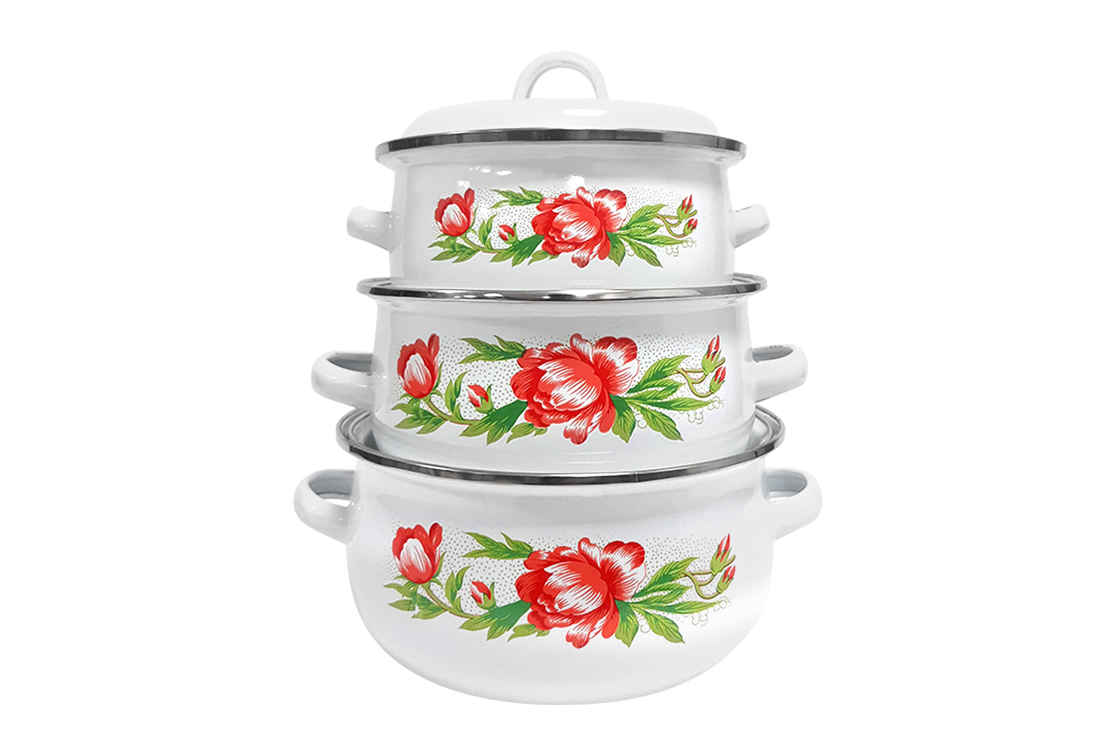 JUEGO DE 3 CACEROLAS PELTRE CON TAPA DE PELTRE 16,18,20 CM SKU : 043-003-942