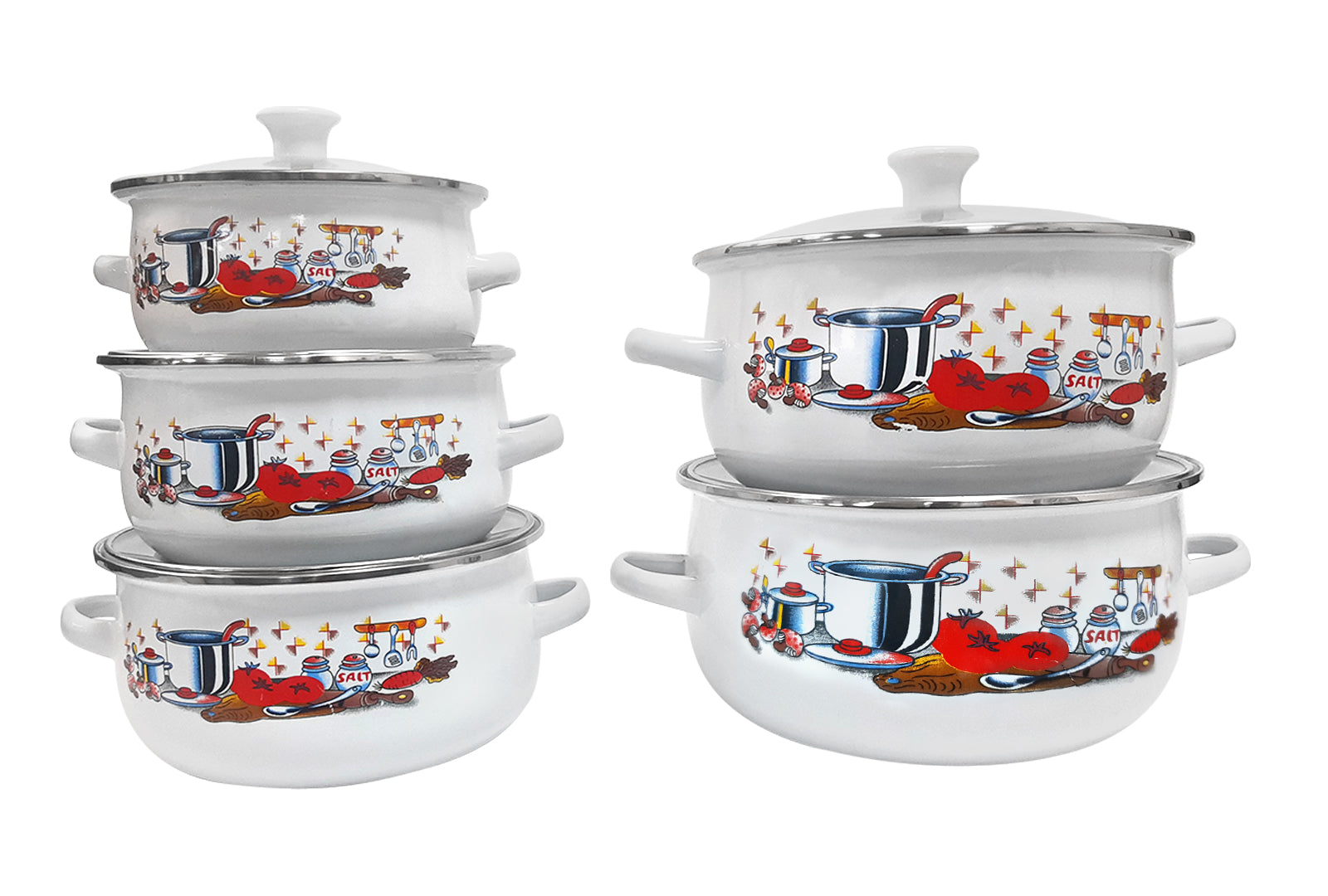 JUEGO DE 5 CACEROLAS CON TAPA DE VIDRIO 16,18,20,22,24 CM SKU : 043-005-943