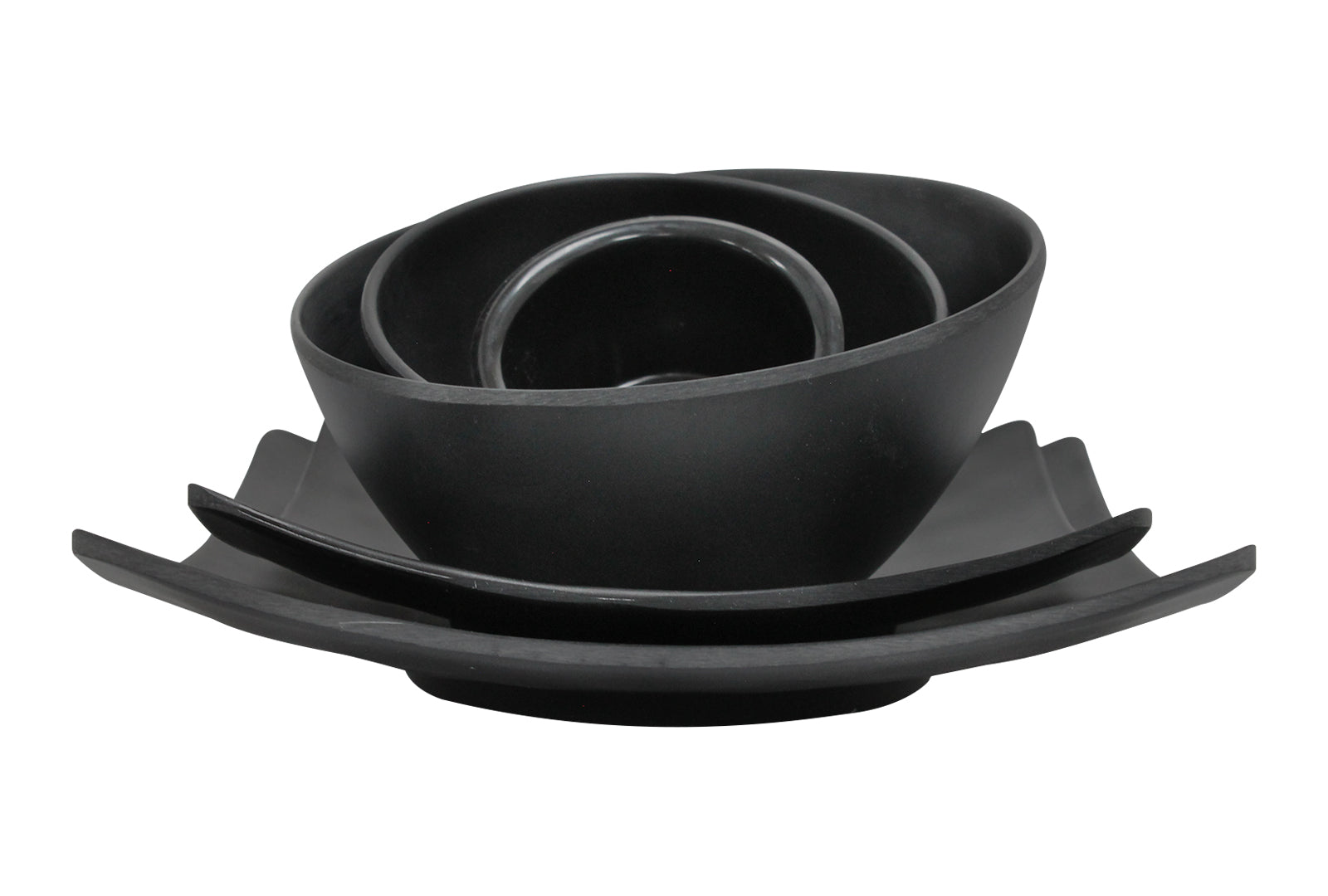 SET VAJILLA DE MELAMINA NEGRA JET BLACK SKU : 105-018-927