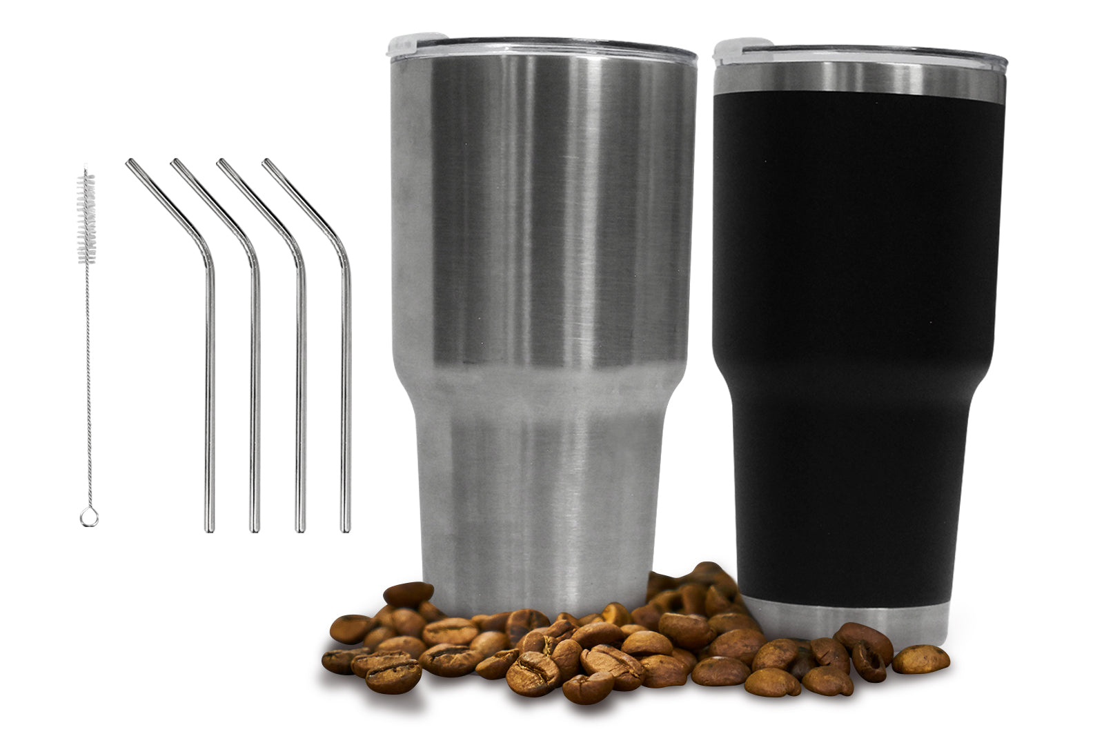 SET DE 2 TERMOS DE COLORES NEGRO Y GRIS, 30 OZ CON POPOTE SKU : 150-003-923