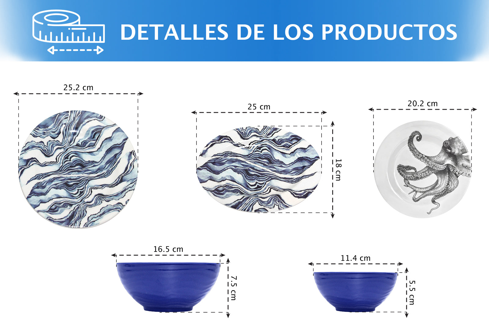 VAJILLA 16 PZAS. DISEÑO DE PULPO SKU : 003-016-911