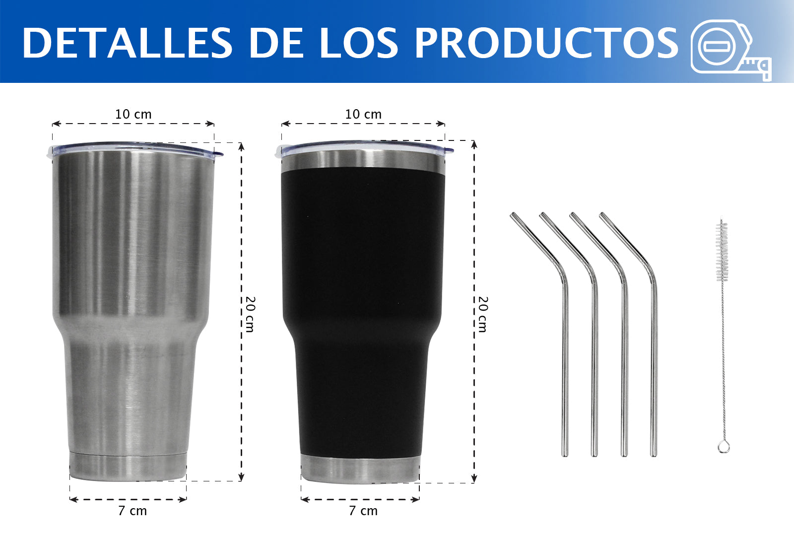 SET DE 2 TERMOS DE COLORES NEGRO Y GRIS, 30 OZ CON POPOTE SKU : 150-003-923