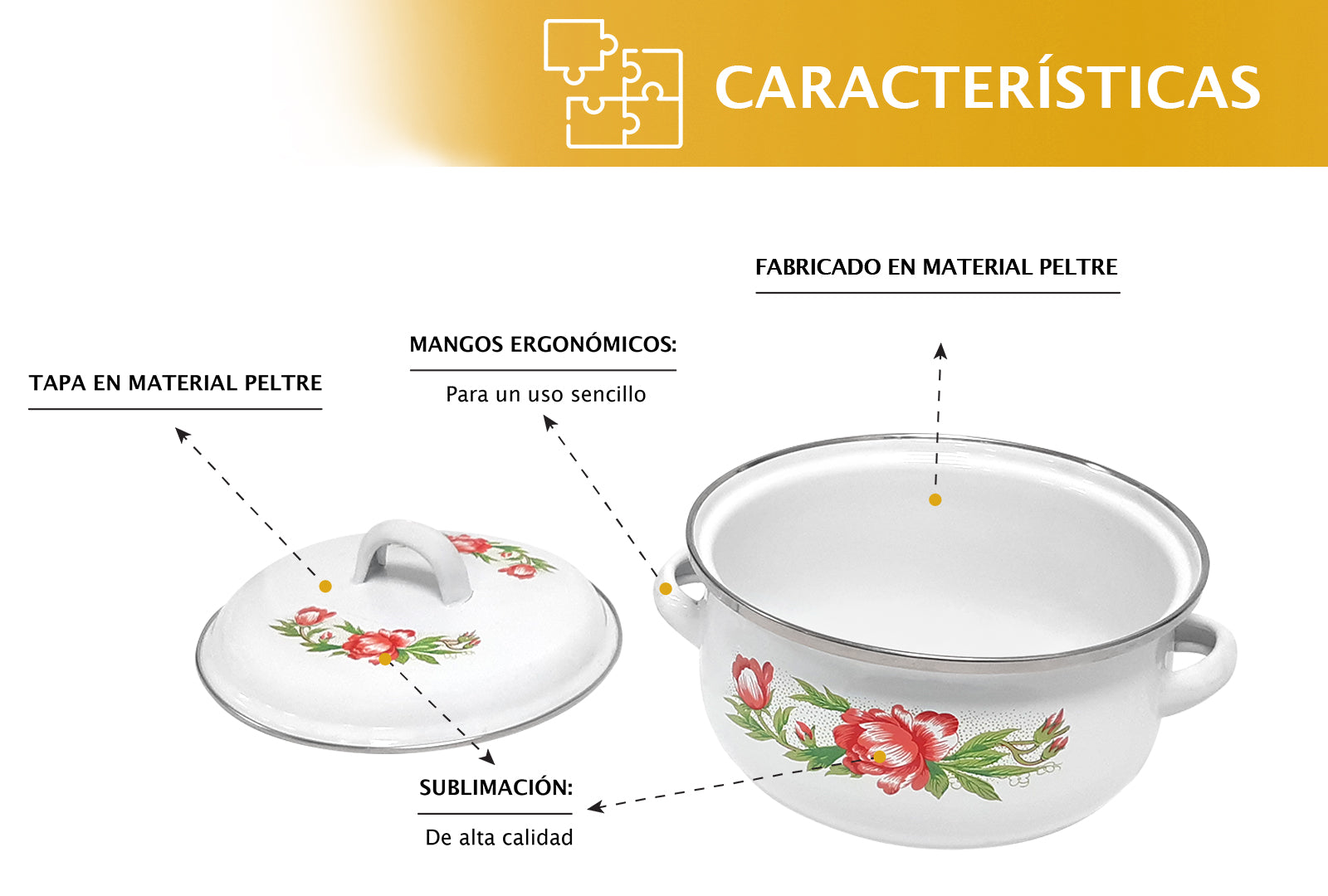 JUEGO DE 3 CACEROLAS PELTRE CON TAPA DE PELTRE 16,18,20 CM SKU : 043-003-942