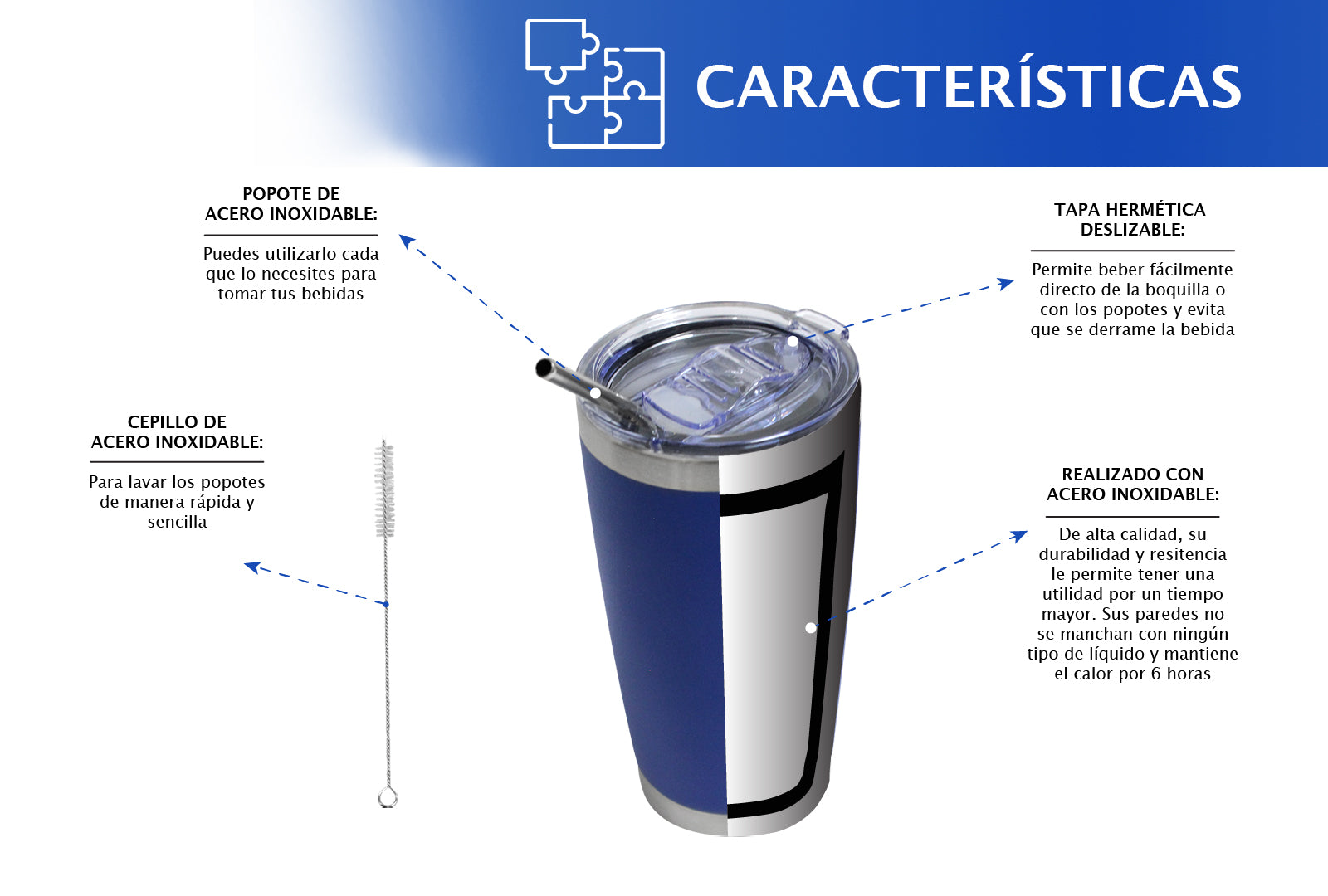 SET 2 TERMOS DE COLORES ROJO Y AZUL, 20 OZ CON POPOTE SKU : 150-003-922