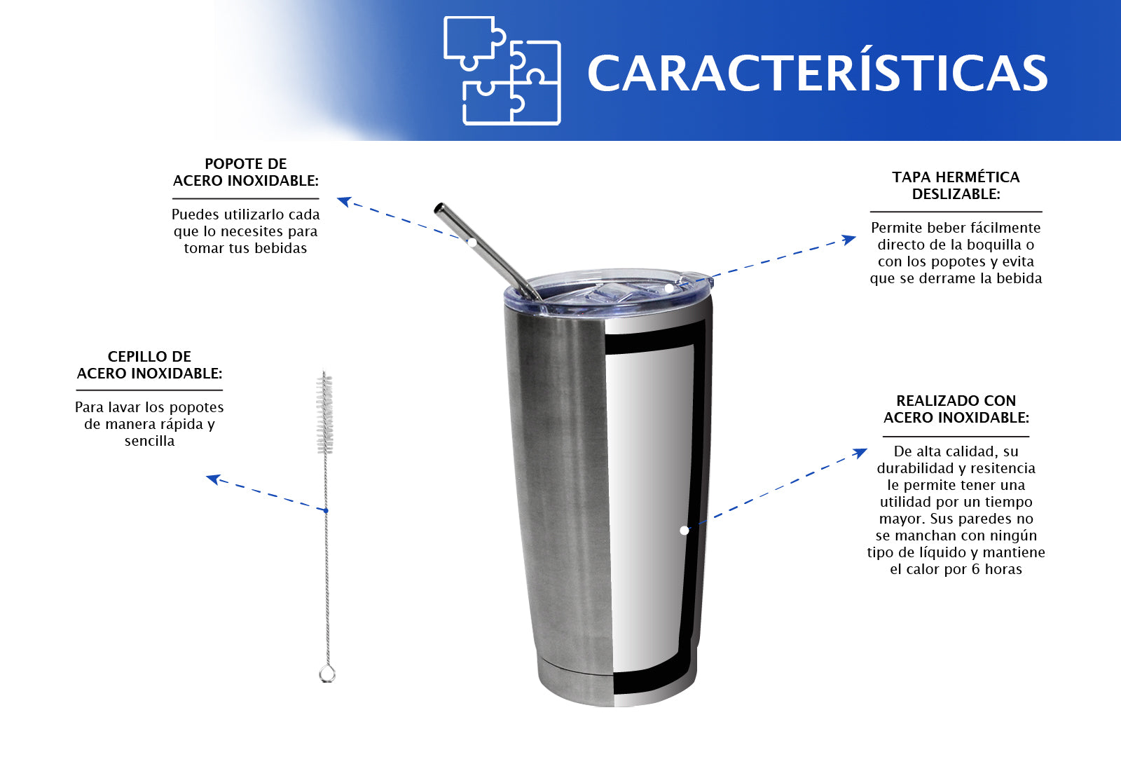 SET 2 TERMOS DE COLORES GRIS METÁLICO Y NEGRO, 20 OZ CON POPOTE SKU : 150-003-921