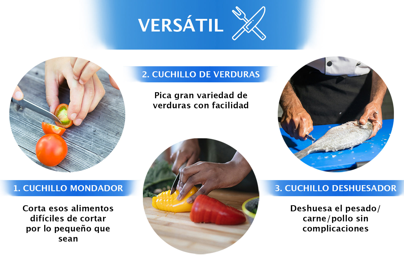 JUEGO DE CUCHILLOS 10 PIEZAS CON TABLA DE MADERA SKU : 050-011-936