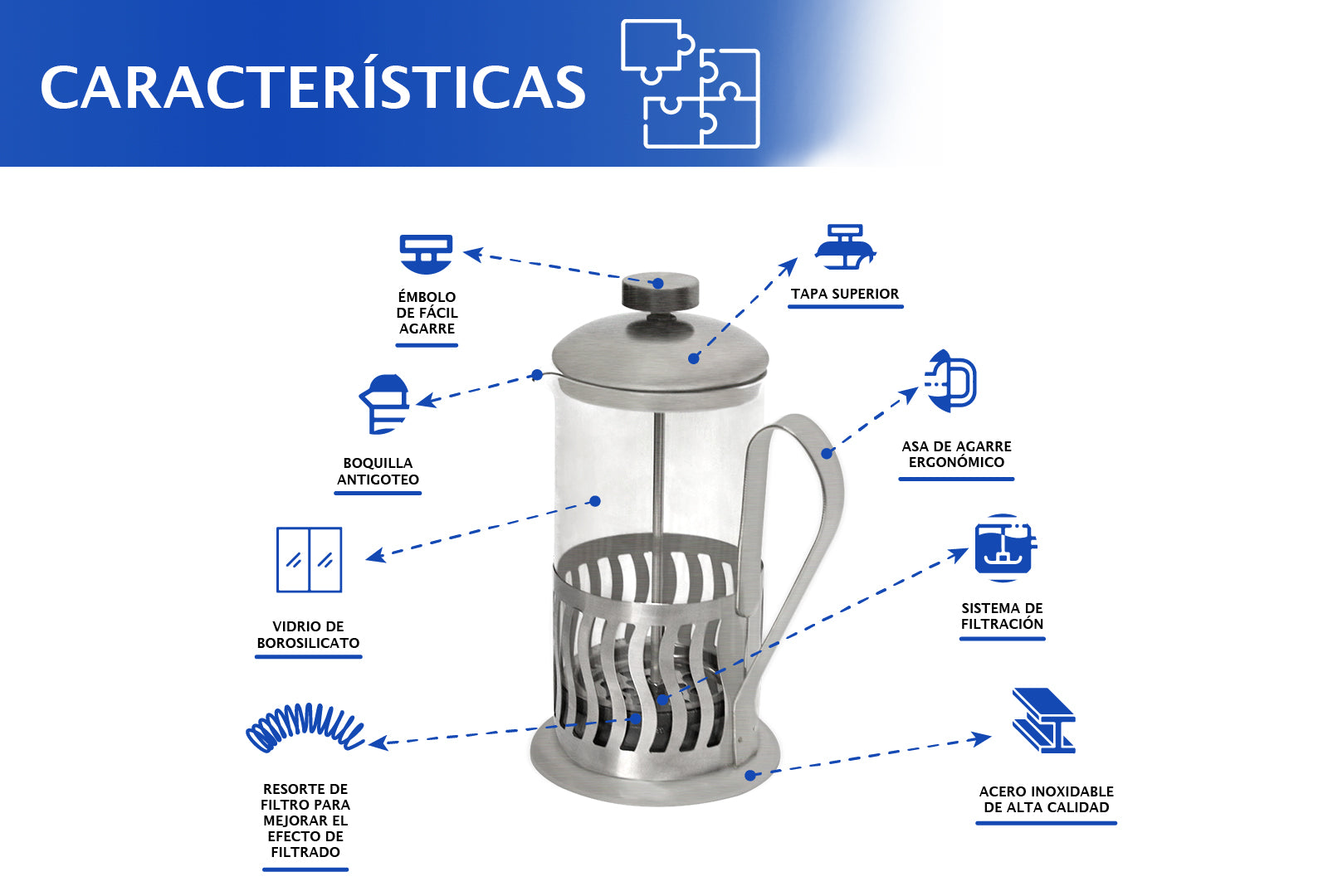 SET 2 TERMOS DE COLORES GRIS METÁLICO Y NEGRO, 20 OZ CON PRENSA FRANCESA SKU : 150-003-918