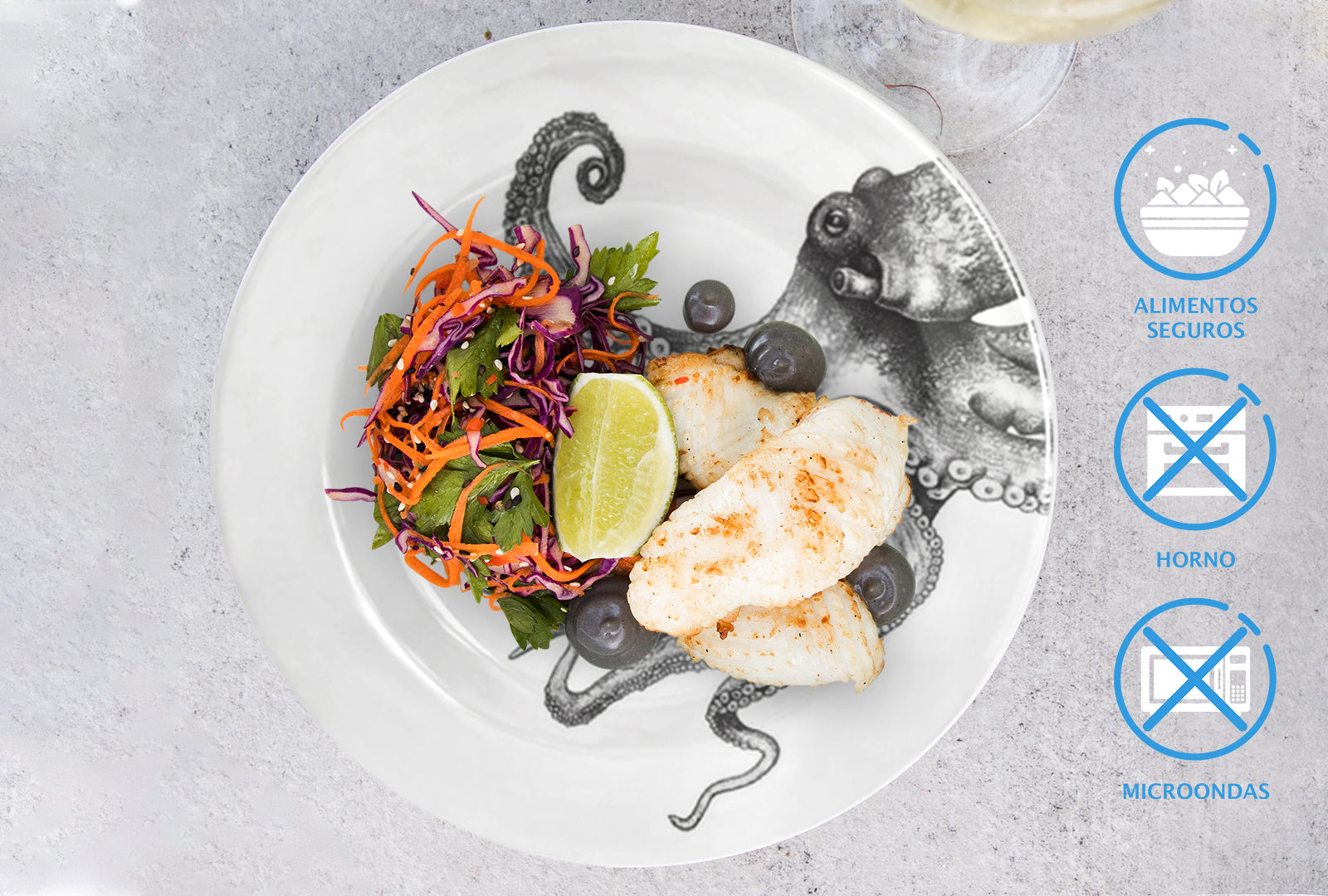 VAJILLA 16 PZAS. DISEÑO DE PULPO SKU : 003-016-911