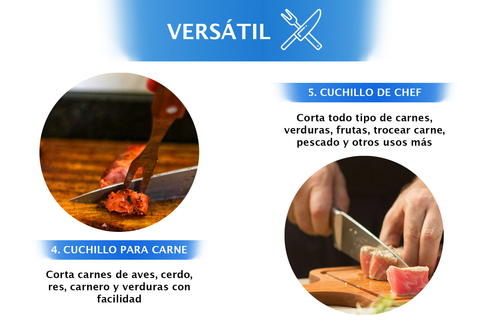 JUEGO DE 5 CUCHILLOS Y TIJERAS CON BASE DE MADERA SKU : 050-007-937