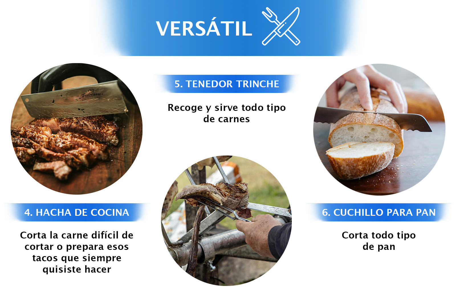 JUEGO DE CUCHILLOS 10 PIEZAS CON TABLA DE MADERA SKU : 050-011-936