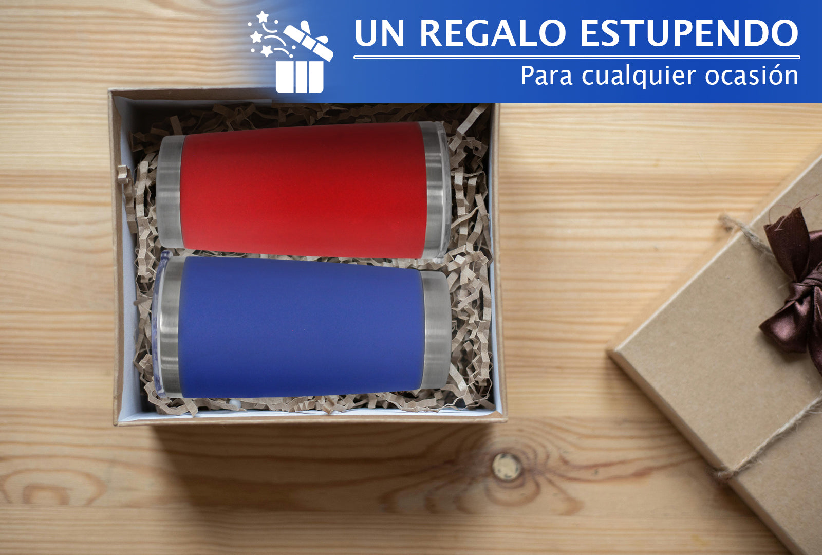 SET 2 TERMOS DE COLORES ROJO Y AZUL, 20 OZ CON POPOTE SKU : 150-003-922