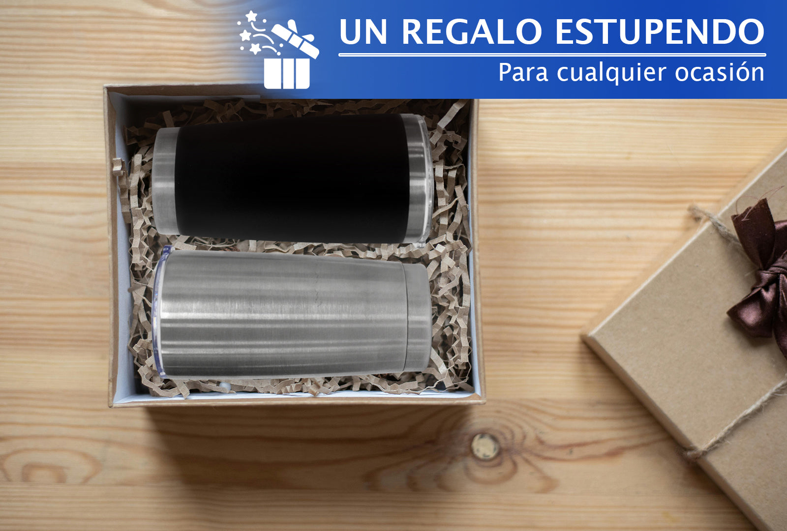 SET 2 TERMOS DE COLORES GRIS METÁLICO Y NEGRO, 20 OZ CON POPOTE SKU : 150-003-921