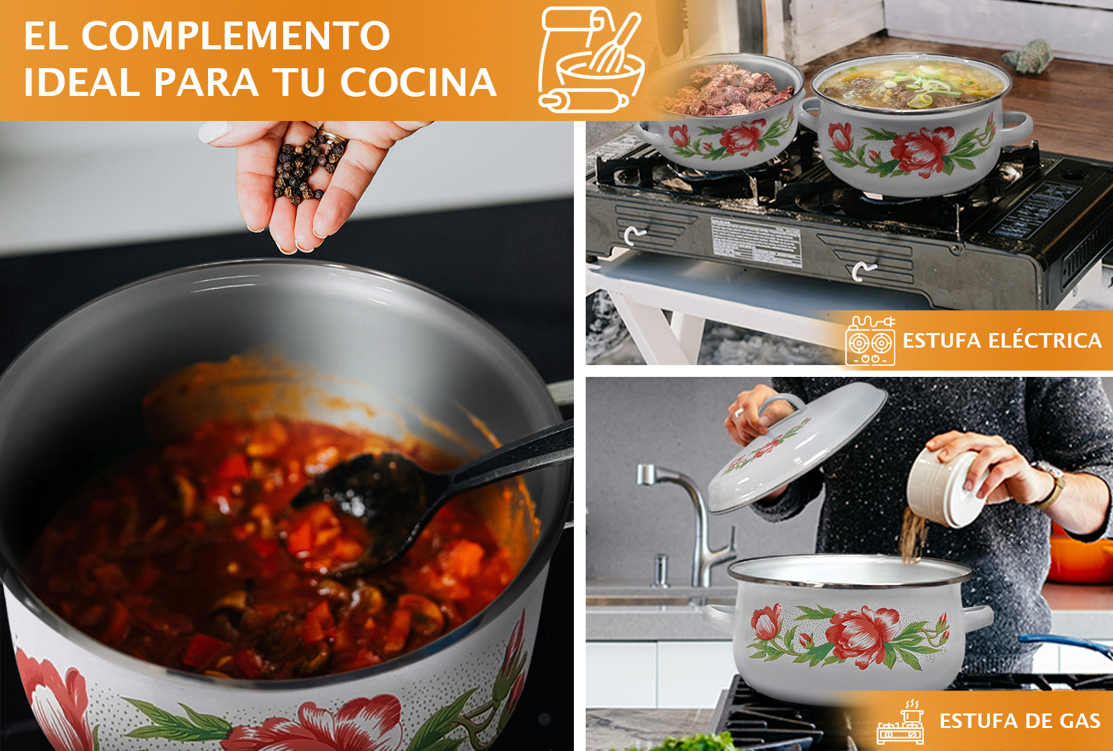 JUEGO DE 3 CACEROLAS PELTRE CON TAPA DE PELTRE 16,18,20 CM SKU : 043-003-942