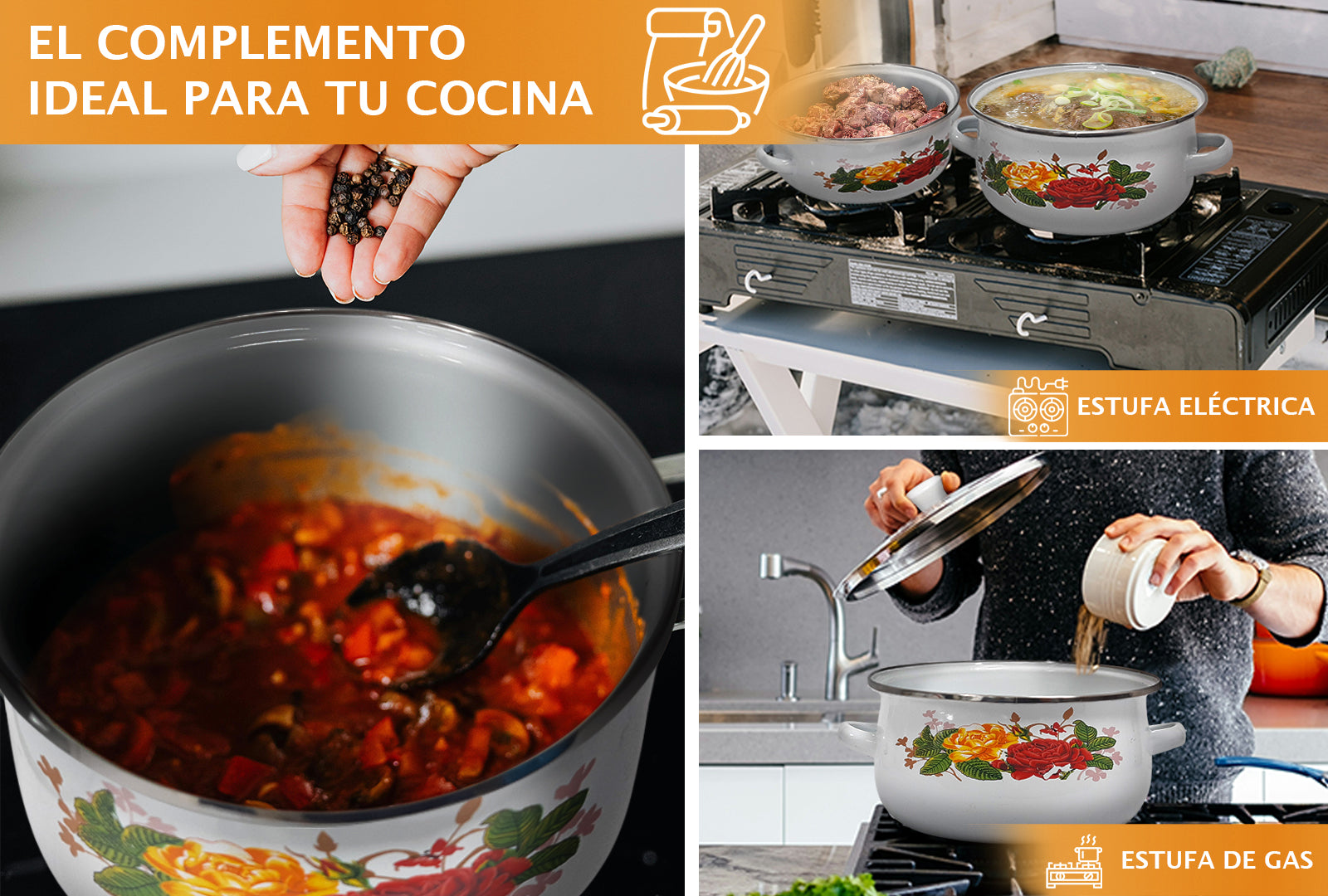 JUEGO DE 3 CACEROLAS PELTRE CON TAPA DE VIDRIO 16,18,20 CM SKU : 043-003-941