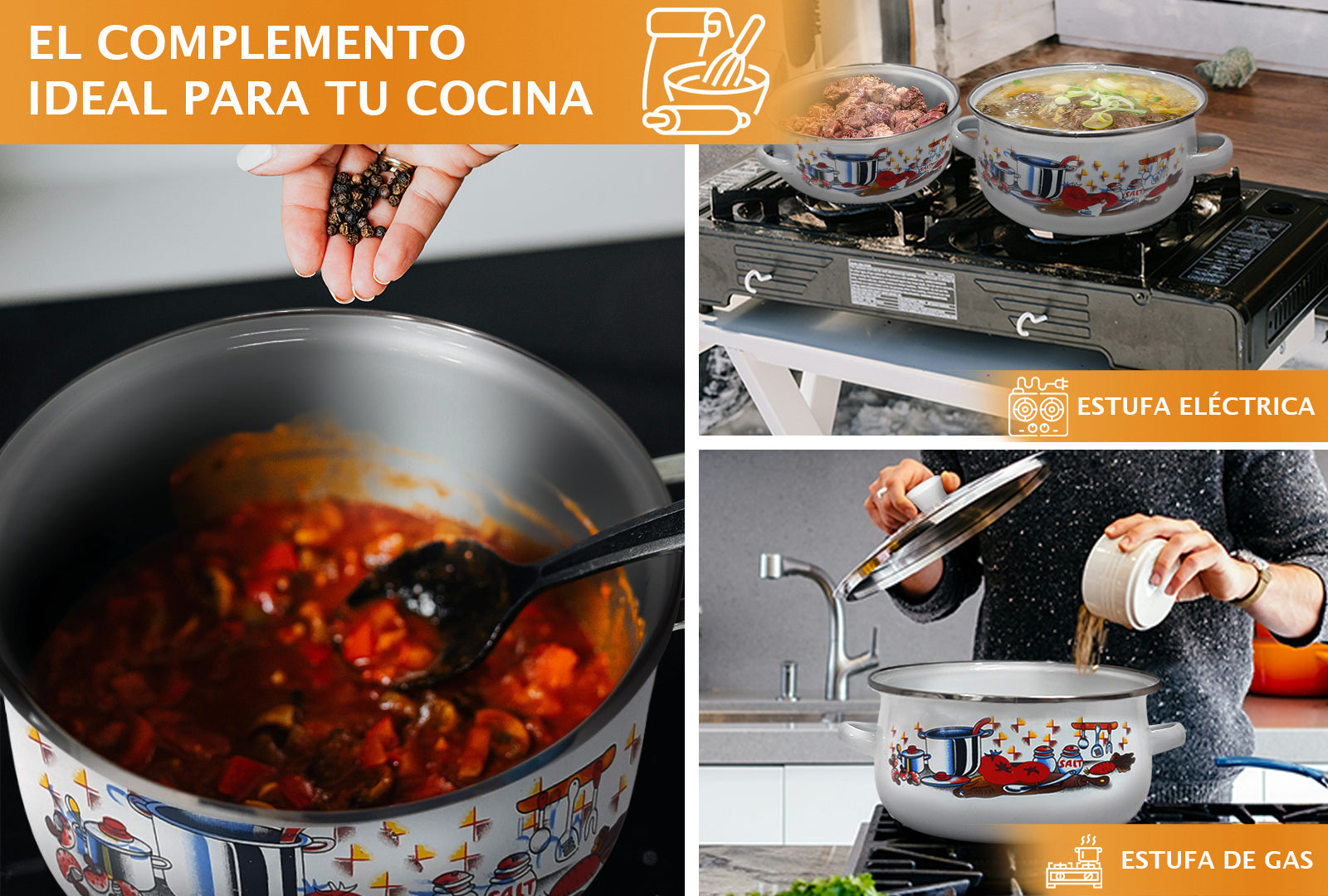 JUEGO DE 5 CACEROLAS CON TAPA DE VIDRIO 16,18,20,22,24 CM SKU : 043-005-943