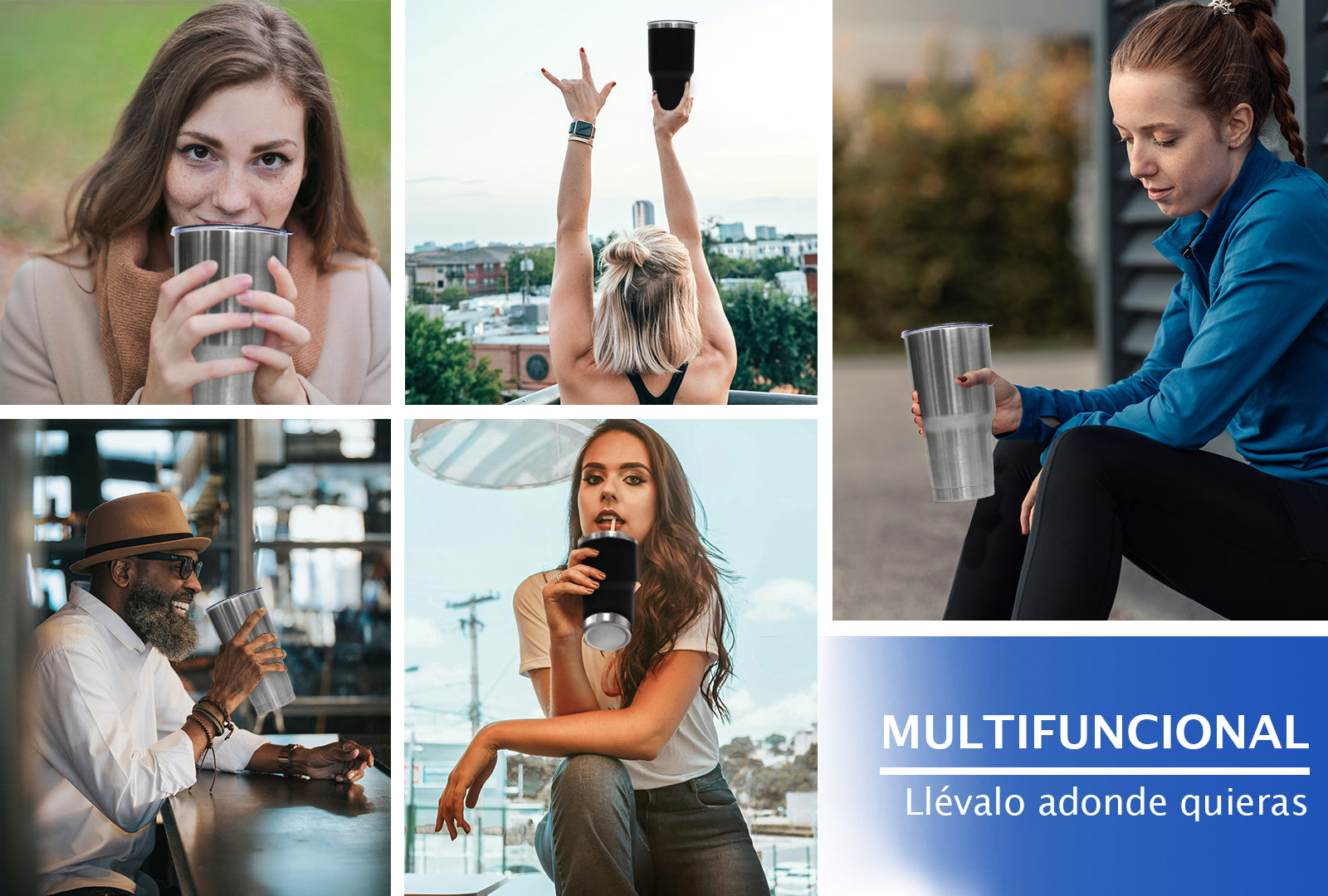 SET DE 2 TERMOS DE COLORES NEGRO Y GRIS, 30 OZ CON POPOTE SKU : 150-003-923