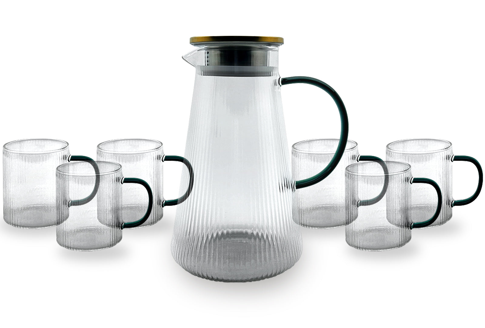 JARRA DE VIDRIO CON 6 VASOS DE 320 ML SKU : 025-006-905