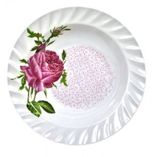 PLATO SOPERO ONDULADO 8.5" DE MELAMINA FLOR ROSA     SKU : 003-025-005