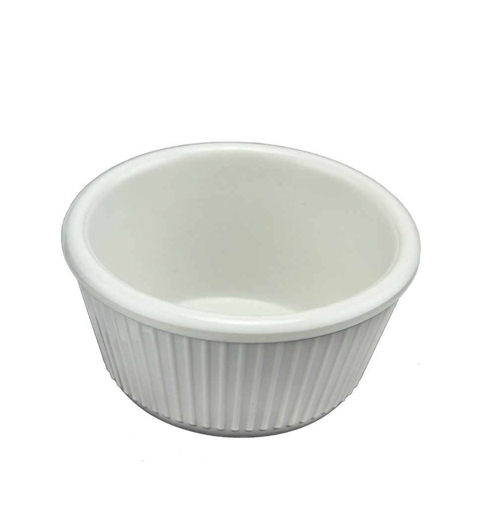 RAMEQUIN DE 2 OZ RAYADO MELAMINA BLANCA SKU : 004-009-126