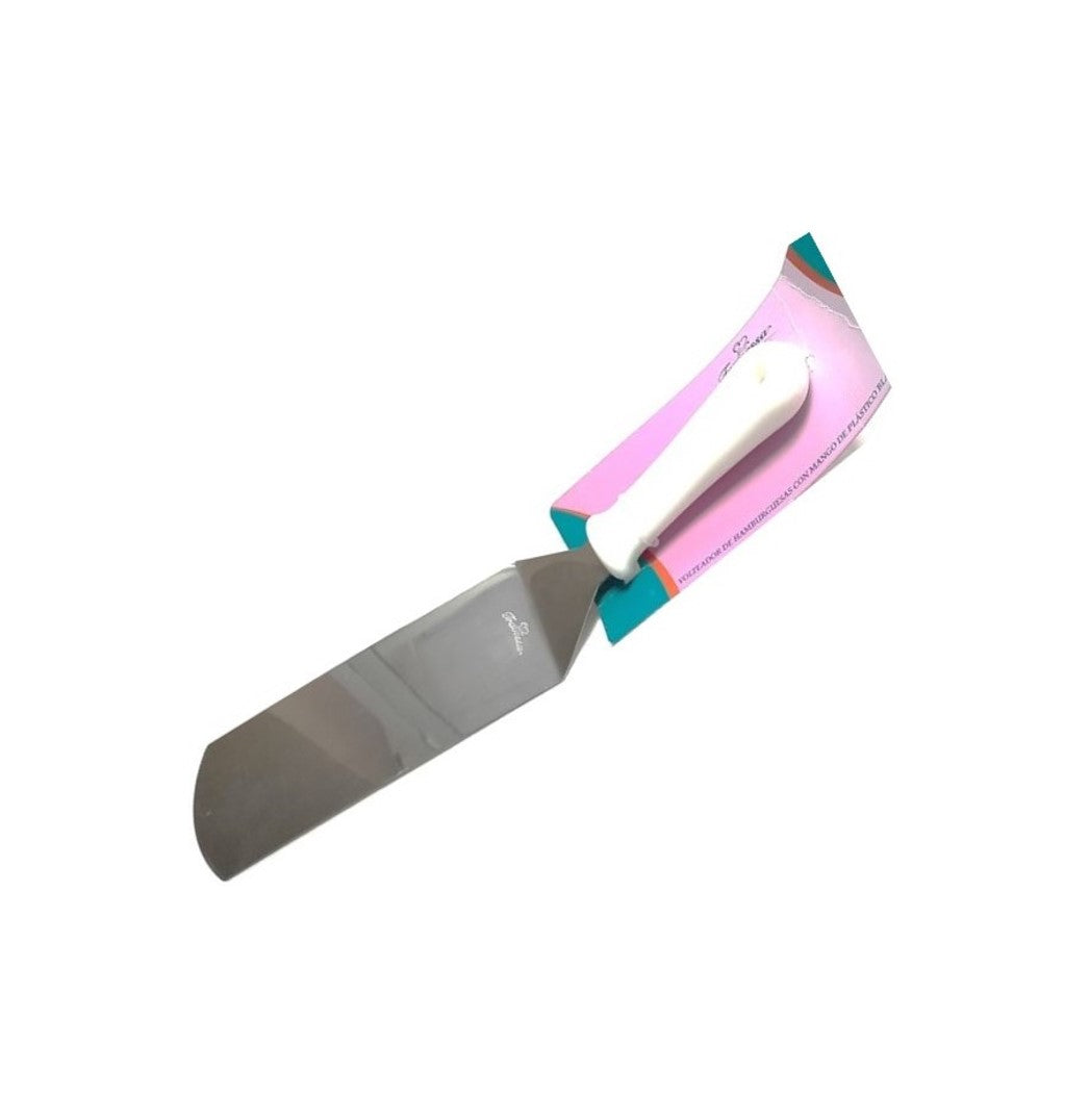 VOLTEADOR DE HAMBURGUESA MANGO BLANCO 8X3"     SKU : 120-002-106