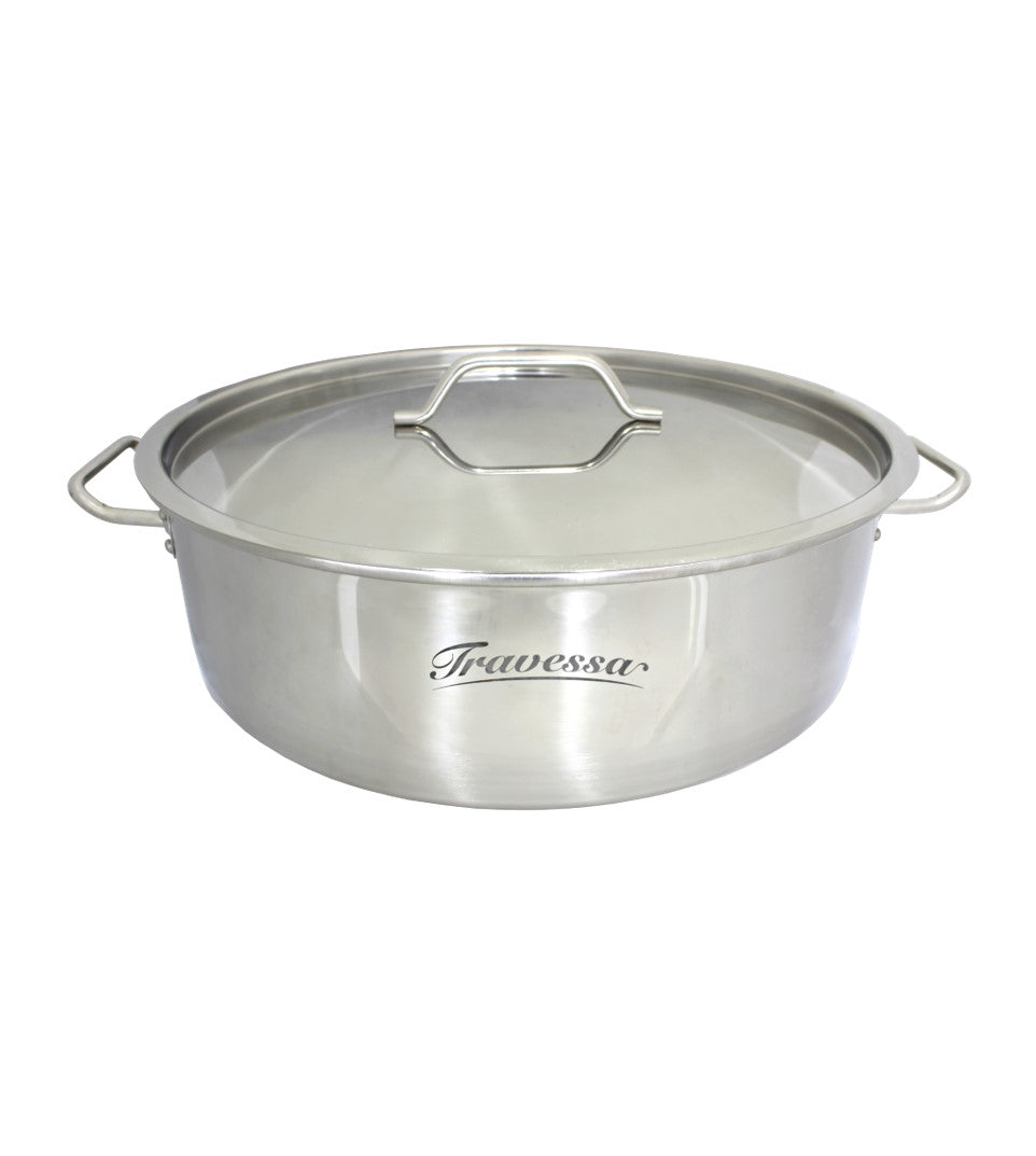 BUDINERA DE ACERO INOXIDABLE SIN DISCO VAPORIZADOR DE ESPESOR 0.8 Y CAPACIDAD DE 31L DE TAMANO 50x16CM SKU : 141-002-002