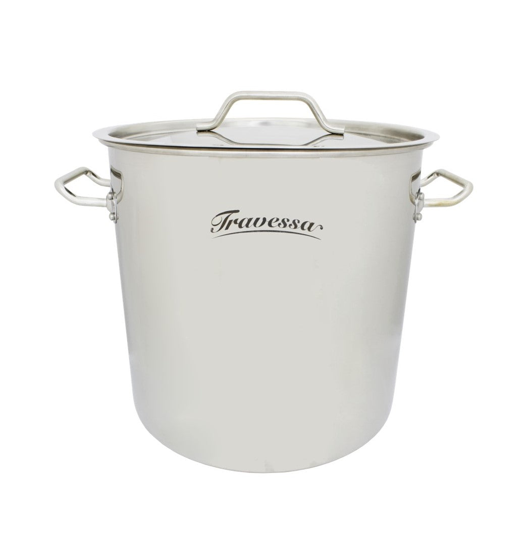 OLLA DE ACERO INOXIDABLE CON DISCO VAPORIZADOR Y ESPESOR 0.8 CAPACIDAD DE 34L TAMA?µO DE 35X35 CM SKU : 141-301-001