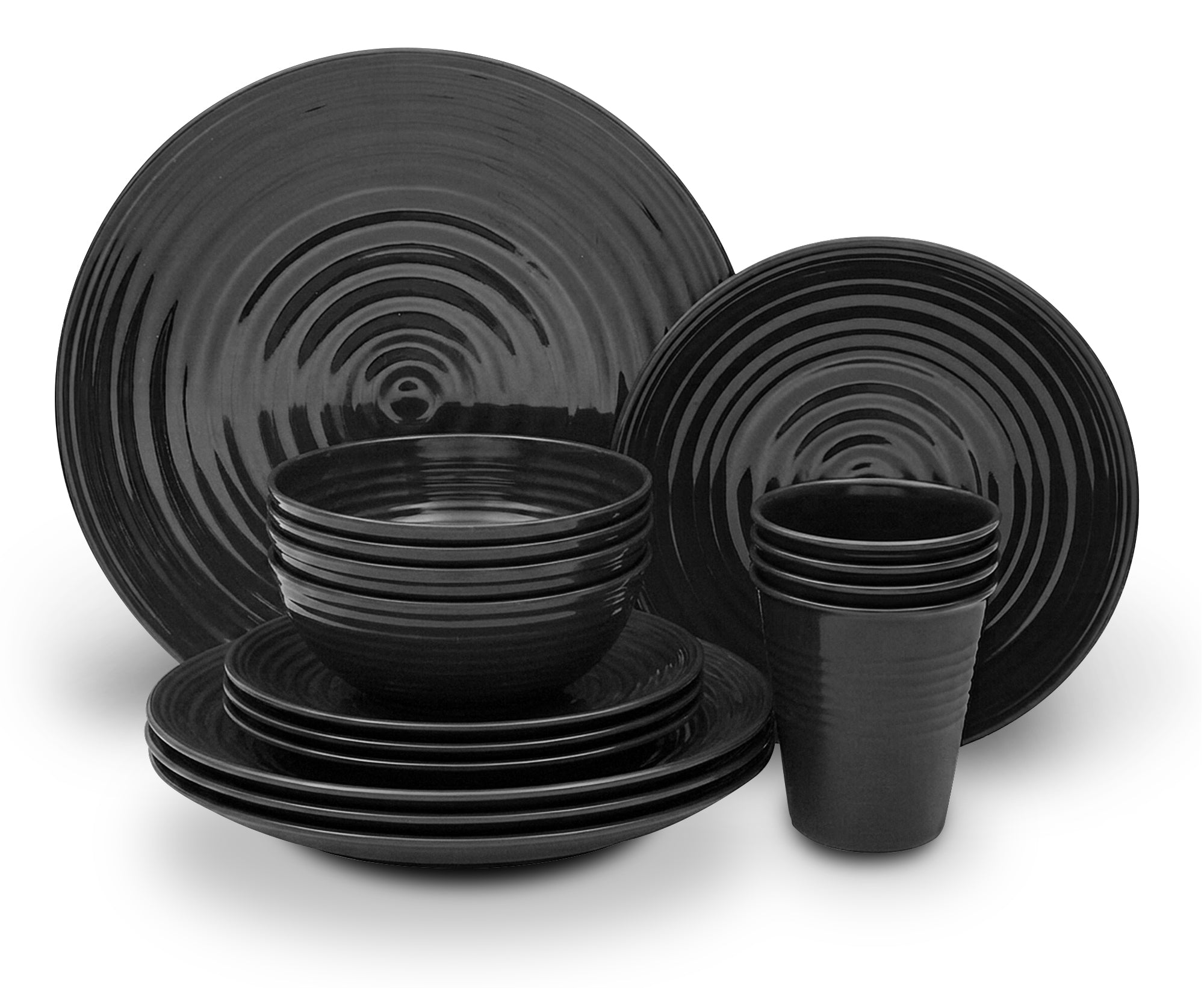 VAJILLA MELAMINA 16 PZAS NEGRO                   SKU : 003-016-116