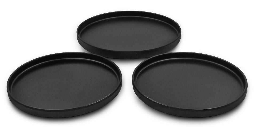 PLATO REDONDO23CM C/PEST MELA. JET BLACK          SKU : 105-051-032