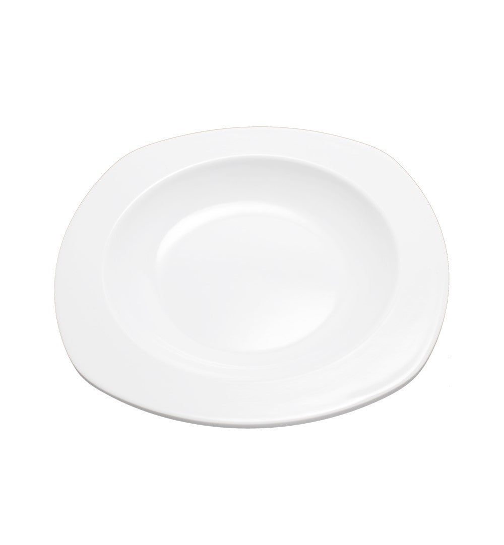 PLATO SOPERO CUADRAD 9.5" MELAMINA BLANCA DIAMANTE     SKU : 105-009-134